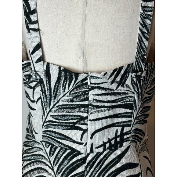 Hutch Aidy Dress Womens 10 Black Ivory Palm Print Button Front Knee Length - Picture 11 of 15